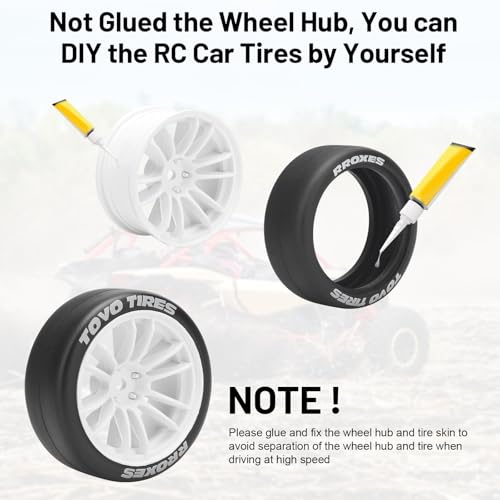 12mm RC Drift Tires and Wheels, daitoku 1/10 RC Rally Racing Tires for Tamiya Traxxas HPI KYOSHO XV02 XV01 TT01 TT02 PTG2 A959 - Style D (White) - color: White