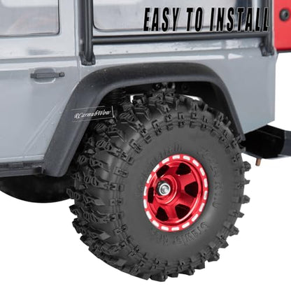 1.0 Beadlock Wheel Tires Set for 1/24 SCX24,1/18 TRX4M RC Crawler Car,1.0 Beadlock Wheels 1.0 Beadlock Tires RC Upgrades Part,4pcs,Red - color: Red(4pcs)