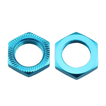 8PCS 17mm Thread Aluminum RC Wheel Nuts Aluminum Alloy Wheel Hex Hub Nuts, 4PCS Blue 4PCS Black