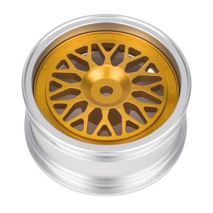 4pcs RC 1/10 Aluminum On Road Wheel Rims Hex 12mm Adjustable Offset for 1:10 RC On Road Drift Touring Street Car (Silver & Gold) - color: Silver & Gold