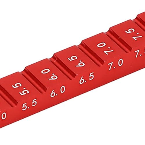 RC Ride Height Gauge 1/10, RC Camber Gauge Aluminum Alloy RC Ride Height and Camber Gauge Kit for 1/10 RC Drift Car, 0.1 to 0.4in Adjustment Range (Red) - color: Red