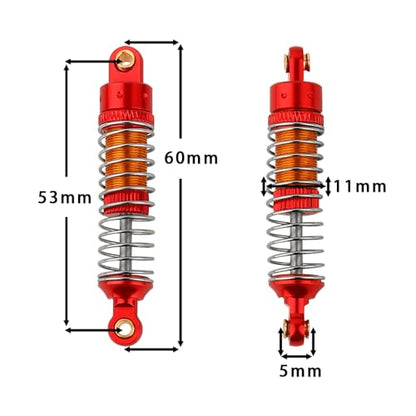 4PCS 53mm/59mm/66mm Aluminum Shocks Absorbers Oil Threaded Damper for 1/18 RC Crawler TRX4M TRX-4M Bronco Defender K10 Upgrade Parts,Silver Color Spring (53mm red) - color: 53mm red