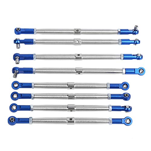 8PCS Metal Adjustable Tie Link Rod, Blue Silver Aluminum RC Car Parts for 1/10 2.0 5319X 5338R