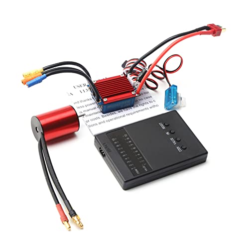 HUIOP RC car Motor, S2435 4800KV Brushless Motor 4P Sensorless 25A Brushless ESC Electric Speed Controller Programming Card for 1/16 1/18 RC Car Truck