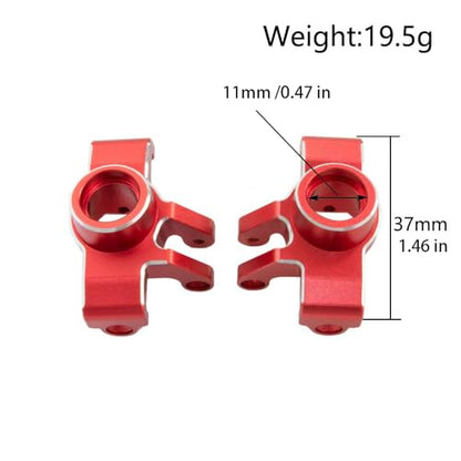 Aluminum Front Steering Block Knuckles & C-Hubs Caster Blocks & Rear Hubs for ARRMA 1/18 Granite Grom,1/14 Typhon GROM,1/16 Gorgon Quake GROM Monster Truck Upgrades Parts 4 PCS/Set (Red)