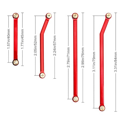 Hobbypark Aluminum High Clearance Links Set Upgrades for Axial SCX24 Gladiator AXI00005 Upgrades 1/24 RC Crawler Car (Red) - color: Red