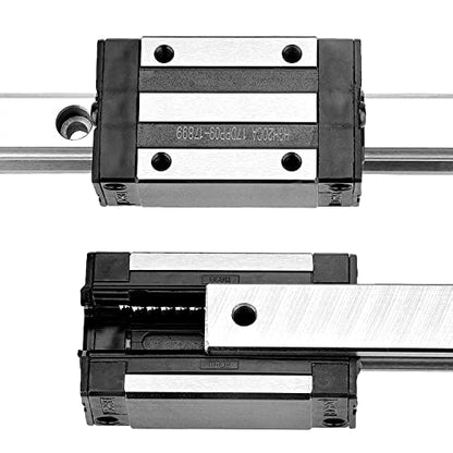 [2 Pack] HGR20/HGH20 250mm / 9.84inch Linear Sliding Rail Guide with 4 HGH20CA Linear Bearing Sliding Carriage Block for 3D Printer, CNC Machine and Routers (250mm, HGR20/HGH20) - size: 250mm