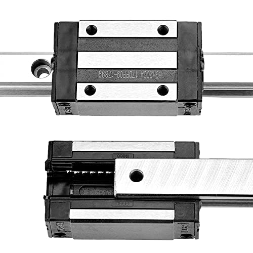 [2 Pack] HGR20/HGH20 500mm/ 19.68inch Linear Sliding Rail Guide with 4 HGH20CA Linear Bearing Sliding Carriage Block for 3D Printer, CNC Machine and Routers (500mm, HGR20/HGH20) - size: 500mm