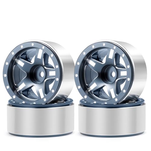 RCHUBAM 4PCS 1.3" Metal Beadlock Wheel Rim for SCX24 TRX4M RC Upgrade Parts | Aluminum Alloy Wheel Hub,RC Replacement Accessories,3 Color - color: Titanium Grey