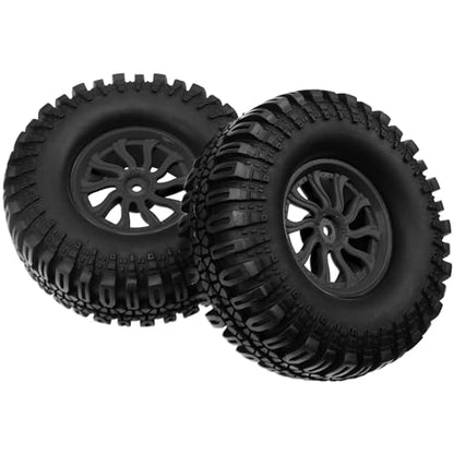 RC 1.9" RC Tires and Wheel Nylon Rims 12mm Hex Hub OD 106mm/4.25" Rubber Tyre 10-Spoke Compatible with 1/10 Axial SCX10 RC4WD D90 Tamiya CC01 TF2 Traxxas TRX4 RC Crawler (Black) - color: Black