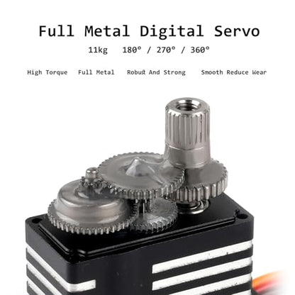 High Torque 11KG Mini All-Metal Digital Servo High Pressure Coreless Motor Micro Servo Programmable for RC Car Robot (360° Continuous Rotation) - style: 360° continuous rotation