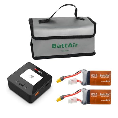 ISDT P20 Bundle: P20 DC 800W 35A Dual Channel Lipo Battery Charger & 6S 80C 1300mAh Smart Battery for RC Car Plane FPV Drone (2 Packs)