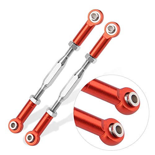 RC Truck Steering Rods, 2 Pcs Aluminium Alloy Steering Linkage Rods for Slash 1/10 Scale RC Truck Remote Control Car Spare Part Accessory (Red)