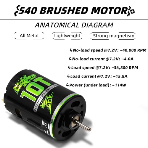 Brushed Power Combo 540 10T Motor 60/320A ESC BEC 6V/2A Splash-Proof for 1/10 RC Crawler Car Axial SCX10 AXI03007 90046 TRX4 D90 Monster Truck,High-Speed Car (10T)