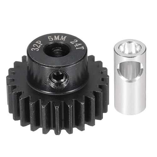 MECCANIXITY Steel 32P Gear Set with Gear Adapter 24T 5mm Shaft Motor Gears for RC Vehicles Truck Drift Car Part, Black - size: 24T
