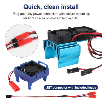 High‑Speed Cooling Fan for VXL‑3s ESC and Velineon Motor Dual Fans — 15,000 RPM, Plug‑in RC Heat Management, Cuts Thermal Cutback