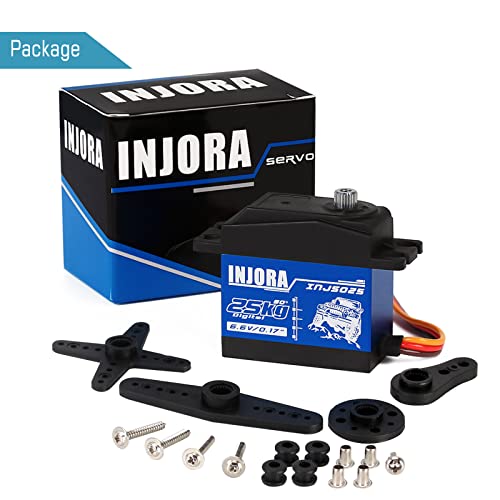 INJORA RC Servo 25KG Digital Servo High Torque RC Parts for 1:10 RC Crawler VP VS4-10 SCX10 Pro SCX10 TRX4 D90 (Control Angle 90°-180°) - size: 25kg（90°-180°）