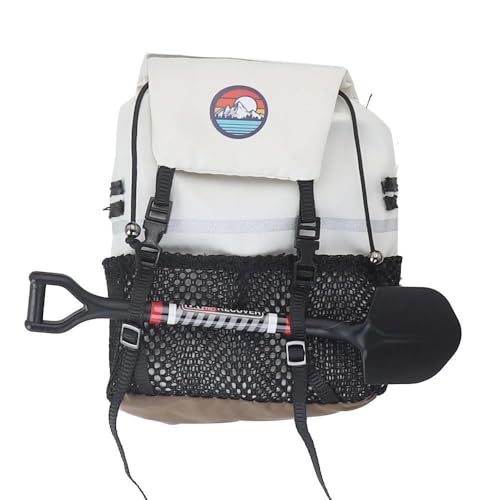 RC Simulation Backpack Shovel Storage Bag Luggage Bag Handbag Decoration for 1/8 1/10 RC Crawler Car Axial SCX10 TRX4 D90 (White with Shovel) - color: White With Shovel