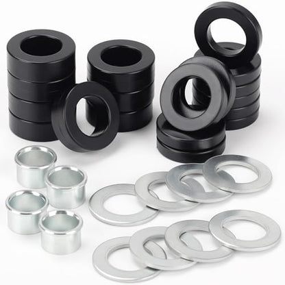 Bearing Bore Hole and Hub Length Adjustment Hardware Kit, with Flanged Bearing Sleeves, Nylon & Steel Washers