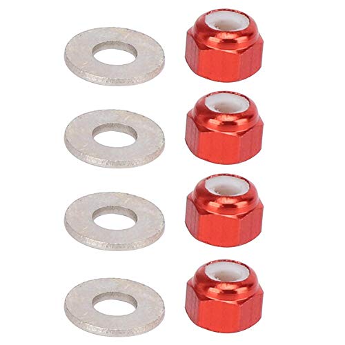 RC Wheel Nuts Aluminum Alloy Lock Nuts with Gaskets for 1/14 144001 RC Car 4 Set Red Anodized Hex Wheel Nuts (Red)