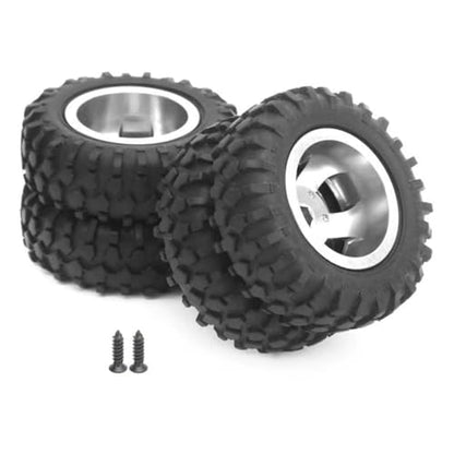 RC Replacement Parts for WPL D12 1/10 2Pcs/lot RC Rear Tire Wheel Tyre 55mm Dia Remote Control Truck D12-010 Aluminum Alloy Rubber Tires(Silver) - color: Silver