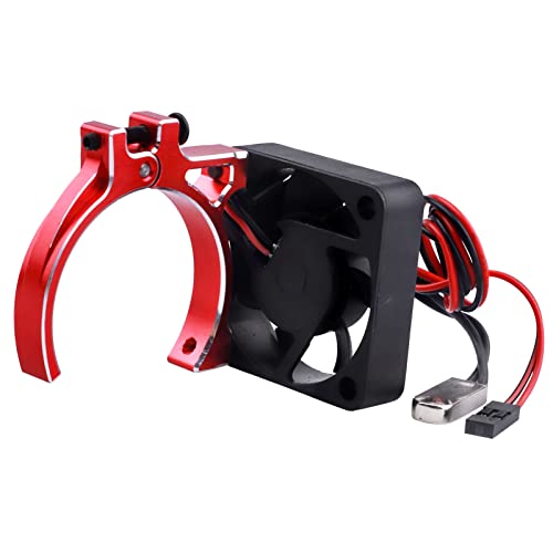 Aluminum Heat Sink with Thermal-Controlled 40mm Cooling Fan for 42mm Brushless Motors – Compatible with 4268 4274 Traxxas Arrma 1/8 & 1/10 Scale RC Cars (Red) - color: Red