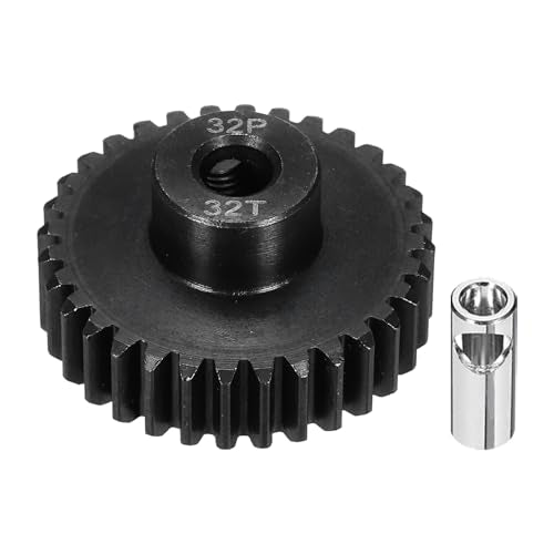32P Steel Pinion Gear Set 32T for 5mm Shaft Hardened Steel Pinion Gear with Shaft Coupler Connector for RC Motor - style: 32T