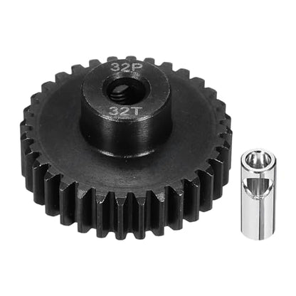 32P Steel Pinion Gear Set 32T for 5mm Shaft Hardened Steel Pinion Gear with Shaft Coupler Connector for RC Motor - style: 32T