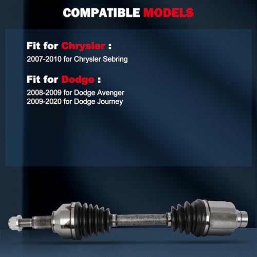 CCIYU CV Axle Shaft Assembly for Chrysler Sebring 2007-2010 | CV Shaft for Dodge Avenger/Journey 2008-2009,2011-2020 – Front Right Passenger Side - Replace# 66-3520 - size: 17-9924