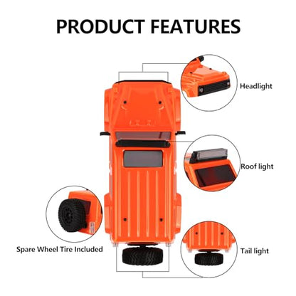 SCX24 Body Magnetic Stand with Lights for SCX24 Upgrades | PC Front and Rear Body for SCX24 Bronco JLU C10 Basecamp 1/24 RC Crawler - style: Orange
