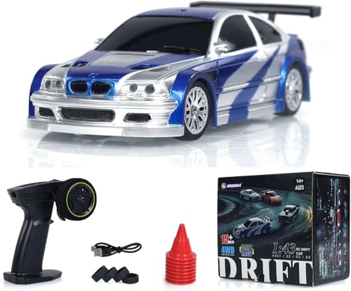 TOUCAN RC HOBBY 1:43 Remote Control Mini Drift Car Race Car Radio Lights Traffic Safety Cone Without a Gyro Blue for Adult - color: Blue