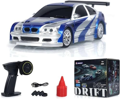 TOUCAN RC HOBBY 1:43 Remote Control Mini Drift Car Race Car Radio Lights Traffic Safety Cone Without a Gyro Blue for Adult - color: Blue