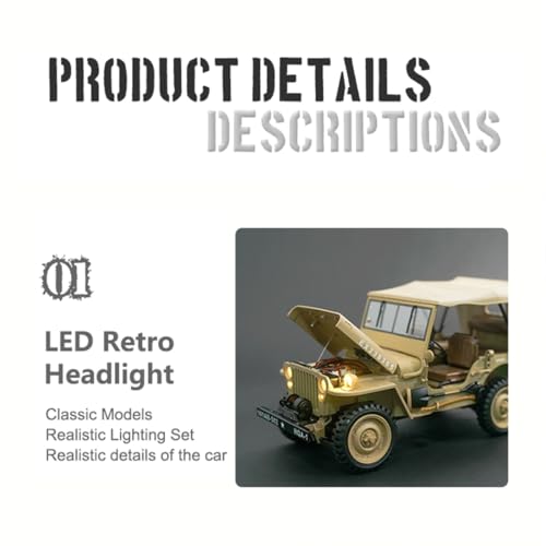 RC Off-Road Truck, HG4-58 U.S. Willys 1/14 Scale 4WD, 2.4GHz Dual-Speed, Sound & Lights, Charging Protection, RTR Gift for Model Car Lovers - color: Army Green