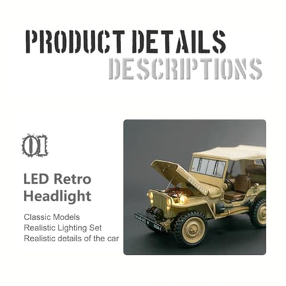 RC Off-Road Truck, HG4-58 U.S. Willys 1/14 Scale 4WD, 2.4GHz Dual-Speed, Sound & Lights, Charging Protection, RTR Gift for Model Car Lovers - color: Army Green