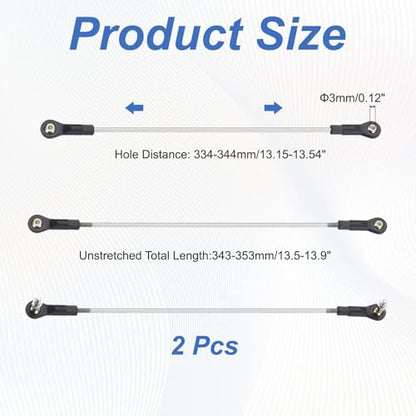 MECCANIXITY 2Pcs Adjustable Turnbuckles Camber Link, 334-344mm Turnbuckle Rod Steering Servo Linkage with M3 Ball Head Rod Ends for RC Car Replace Parts - size: 334-344mm