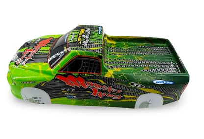1/10 Scale RC Drift Body Shell - Painted Pickup Truck Lexan Body for Touring & Off-Road RC Cars - Monster King Graphic (Green) - color: Green