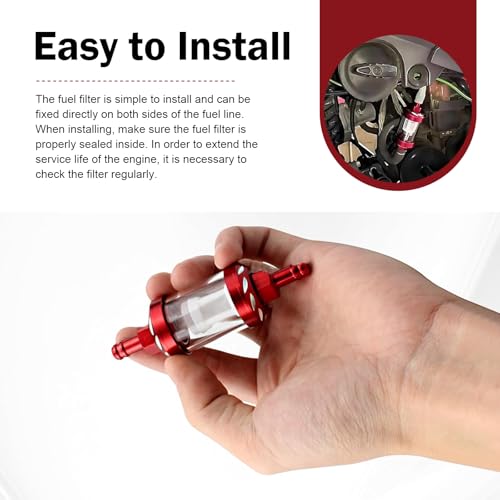 Automotive Fuel Filter, Inline Gas Filters, Detachable Transparent Metal Glass Visible Oil Level Fuel Filters, Universal Filter Oil Cup Universal for Motorcycles ATVs