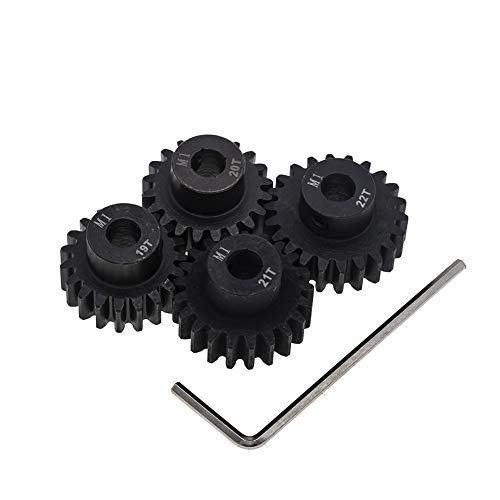 4pcs Mod 1 Pinion Gear 5mm Set Hardened 19T 20T 21T 22T M1 Pitch Gears RC Upgrade Part with Screwdriver
