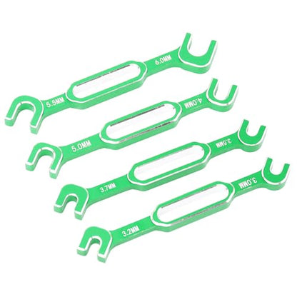 RC Car Wrench, 4PCS RC Car Repair Wrench Turnbuckle Nut Ball Joint Remover Aluminum Alloy RC Maintenance Spanner 3.0‑6.0mm for RC Car Truck - color: Green
