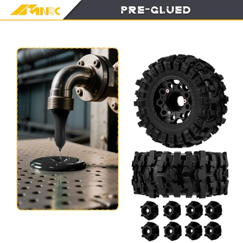 Plastic RC Short Course Truck Wheels and Rubber Tires & 12MM 14MM 17MM Hex Kit for 1/10 Arrma Senton Slash 4×4 2WD for Axial Losi Series Upgrade Part Black - color: Black
