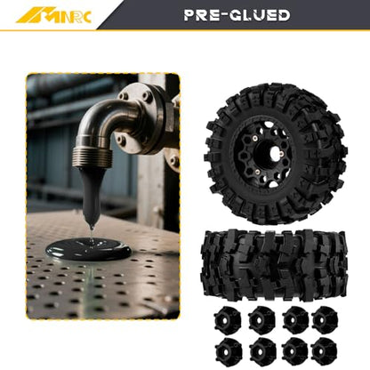 Plastic RC Short Course Truck Wheels and Rubber Tires & 12MM 14MM 17MM Hex Kit for 1/10 Arrma Senton Slash 4×4 2WD for Axial Losi Series Upgrade Part Black - color: Black