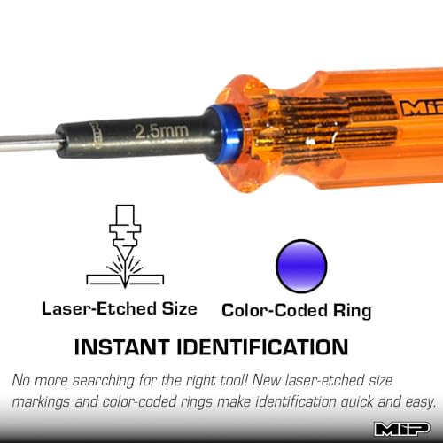 MIP 9209 Metric Hex Screwdriver RC Tools Kit (2.5mm) – Precision Hexagon Screwdriver for RC Cars, Quadcopter, Helicopter, and FPV Racing Drone Models - size: 2.5mm