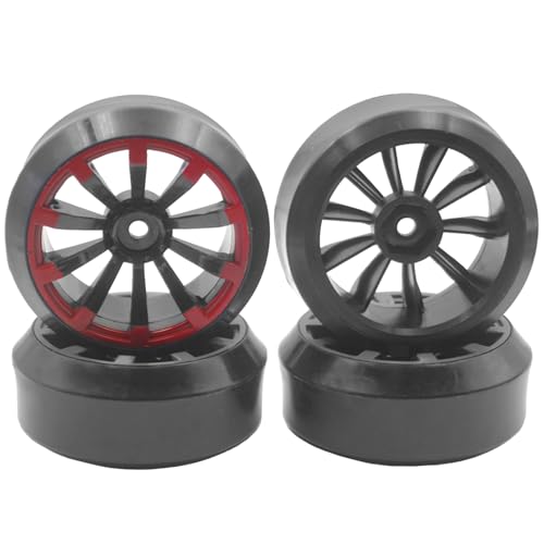 4Pack Vgoohobby RC Drift Wheels and Tires Set,RC Hard Tyres & Wheel Rims 12mm Hex Compatible with Traxxas HSP Tamiya Kyosho 1/10 Model On-Road Drift Drifting RC Car