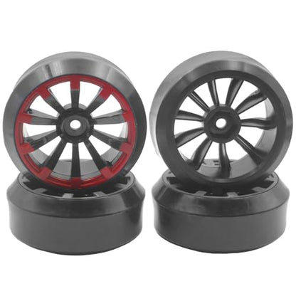 4Pack Vgoohobby RC Drift Wheels and Tires Set,RC Hard Tyres & Wheel Rims 12mm Hex Compatible with Traxxas HSP Tamiya Kyosho 1/10 Model On-Road Drift Drifting RC Car