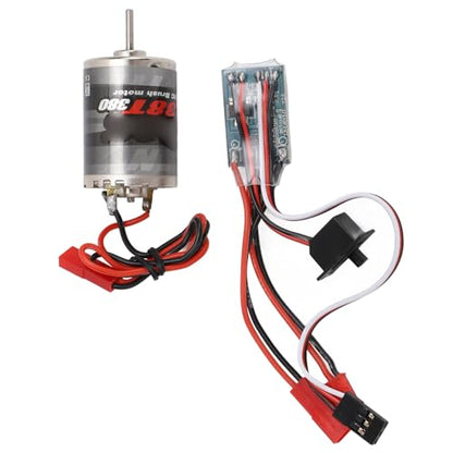 GOTOTOP RC Brushed Motor ESC, Stainless Steel 380 Motor with 30A Brush ESC Combo, 38T 19000RPM 7.2V Forward Reverse Brake, for 1 16 1 18 RC Car Boat