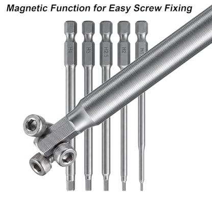 Amabro 5Pcs RC Hex Bit 4 Inch Allen Wrench Drill Power Bits Set 1.5mm 2.0mm 2.5mm 3.0mm 4.0mm Alloy Steel Professional Grade Hex Shank for Screwdrivers Electric Screwgun/Power Drill