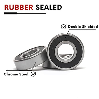 10 PCS 6204-2RS Double Rubber Sealed Deep Groove Ball Bearings 20x47x14mm, Deep Groove Ball Bearing ABCE-3 Pre-Lubricated, Chromium Bearing Steel (6204-2RS, 10) - size: 6204-2RS