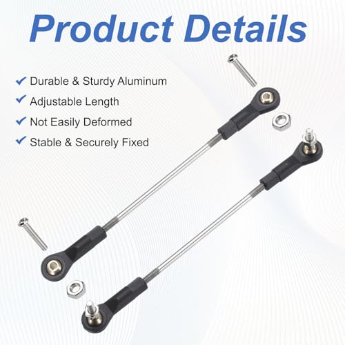 MECCANIXITY 2Pcs Adjustable Turnbuckles Camber Link, 99-109mm Turnbuckle Rod Steering Servo Linkage with M3 Ball Head Rod Ends for RC Car Replace Parts - size: 99-109mm