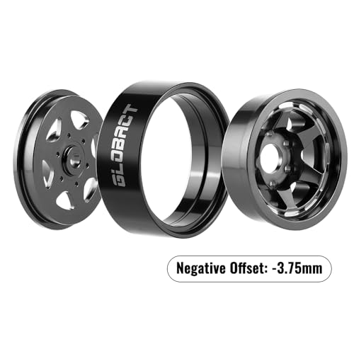 GLOBACT 1.3" Beadlock Wheels for SCX24 AX24 TRX4M 1/18 1/24 (Black) - color: Black