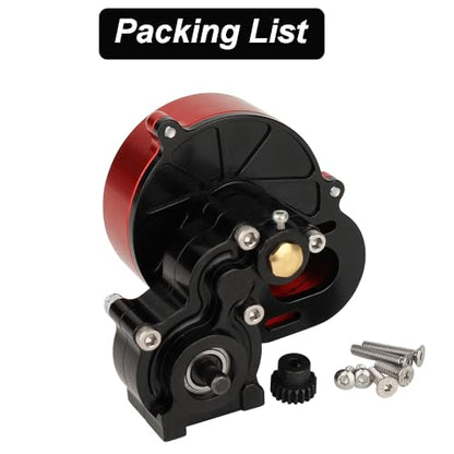 All Metal Complete Gearbox Transmission with Motor Gears for 313mm Wheelbase 1/10 RC Crawler Truck Axial SCX10 & SCX10 II DIY Upgrade Parts (red-Black) - color: Red-black